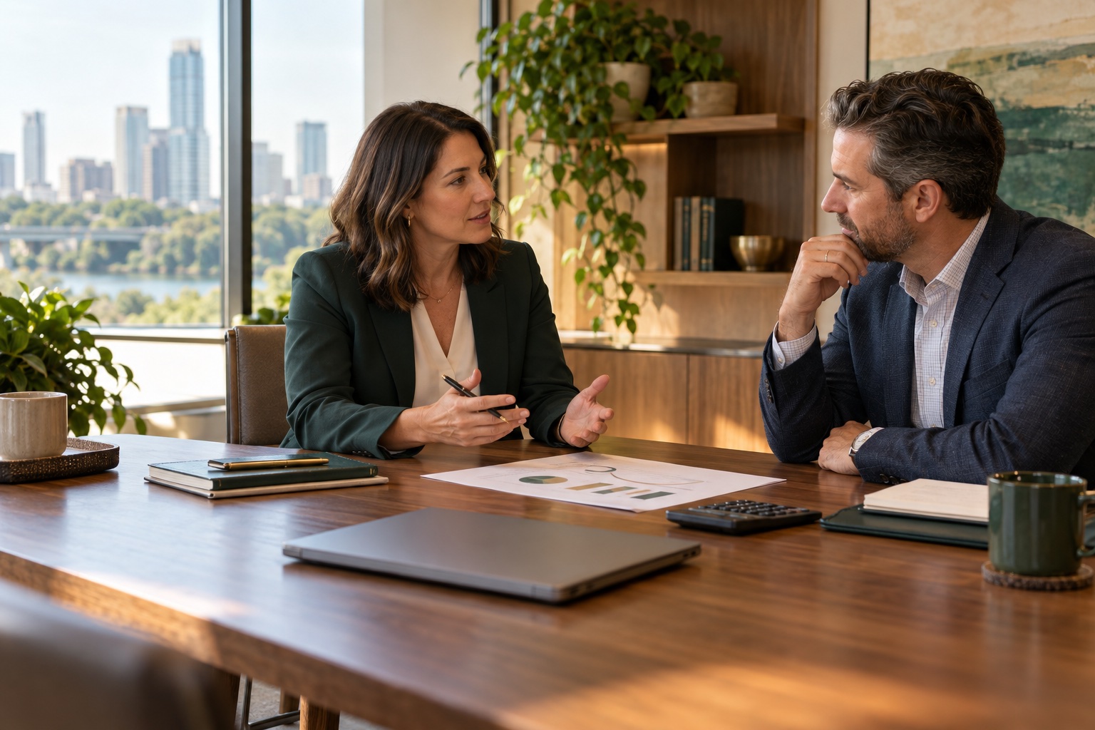 Two professional firm leaders discussing a potential working relationship